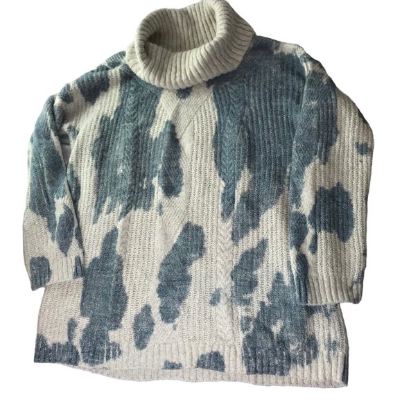 Pilcro Letterpress Anthropologie Sweater Long Sleeve, Cowl Neck Blue Cream Large - Picture 5 of 11